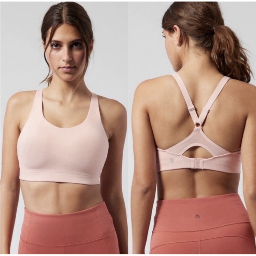 Athleta High Impact Sports Bra Size 32DD Blush Pink Advance Wireless EUC